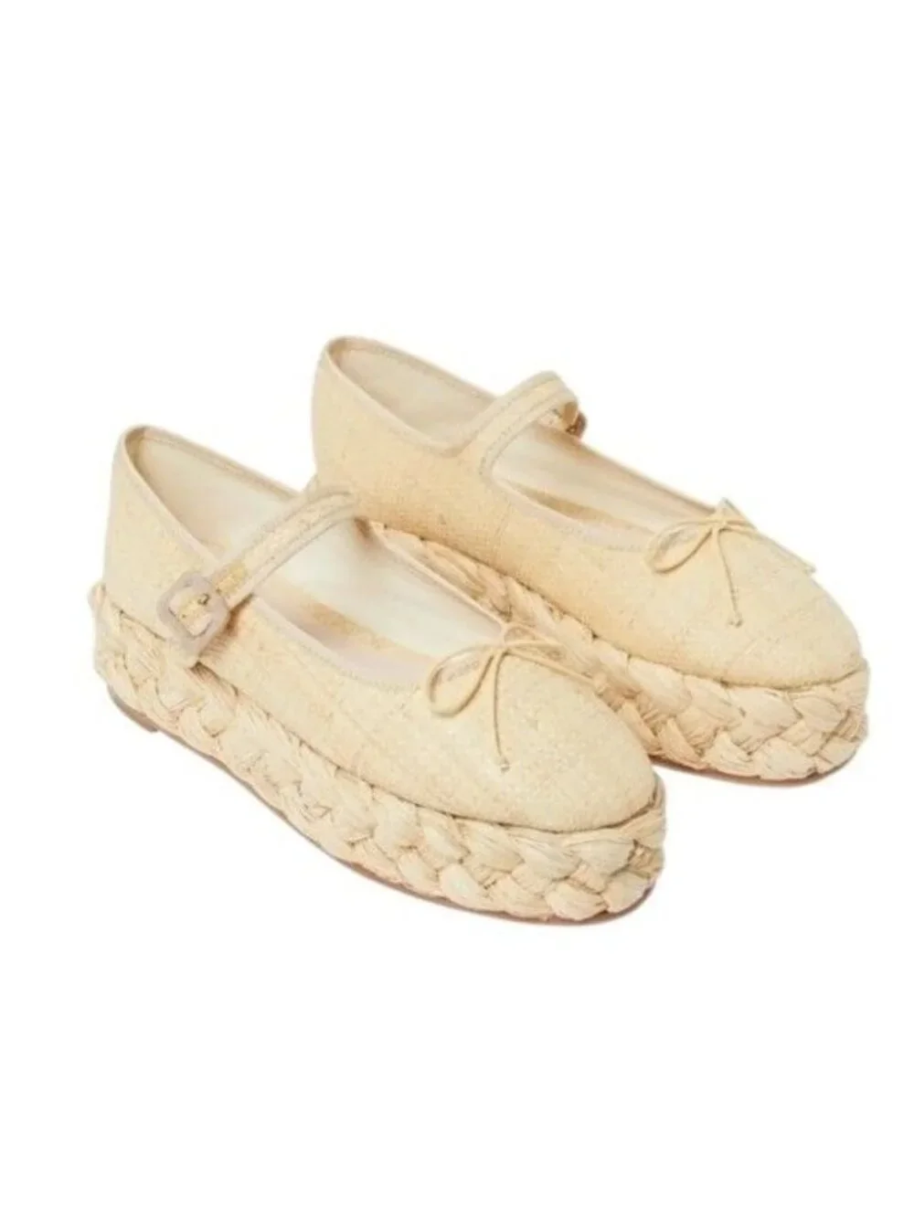 NIB Loeffler Randall Marlowe Natural Mary Jane Platform Espadrille Shoes Size 7